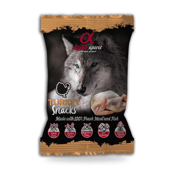 Alpha Spirit Snacks de Pavo para Perros Pack 24×50 g - unidad
