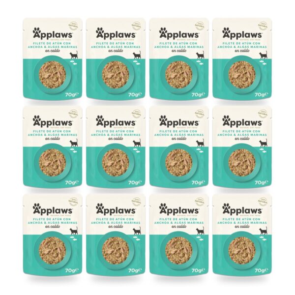 Applaws Sobres Atún Con Anchoa Y Algas En Caldo Para Gatos 12×70 g