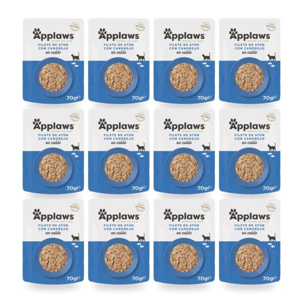 Applaws Sobres Atún Y Cangrejo En Caldo Para Gatos Pack 12×70 g