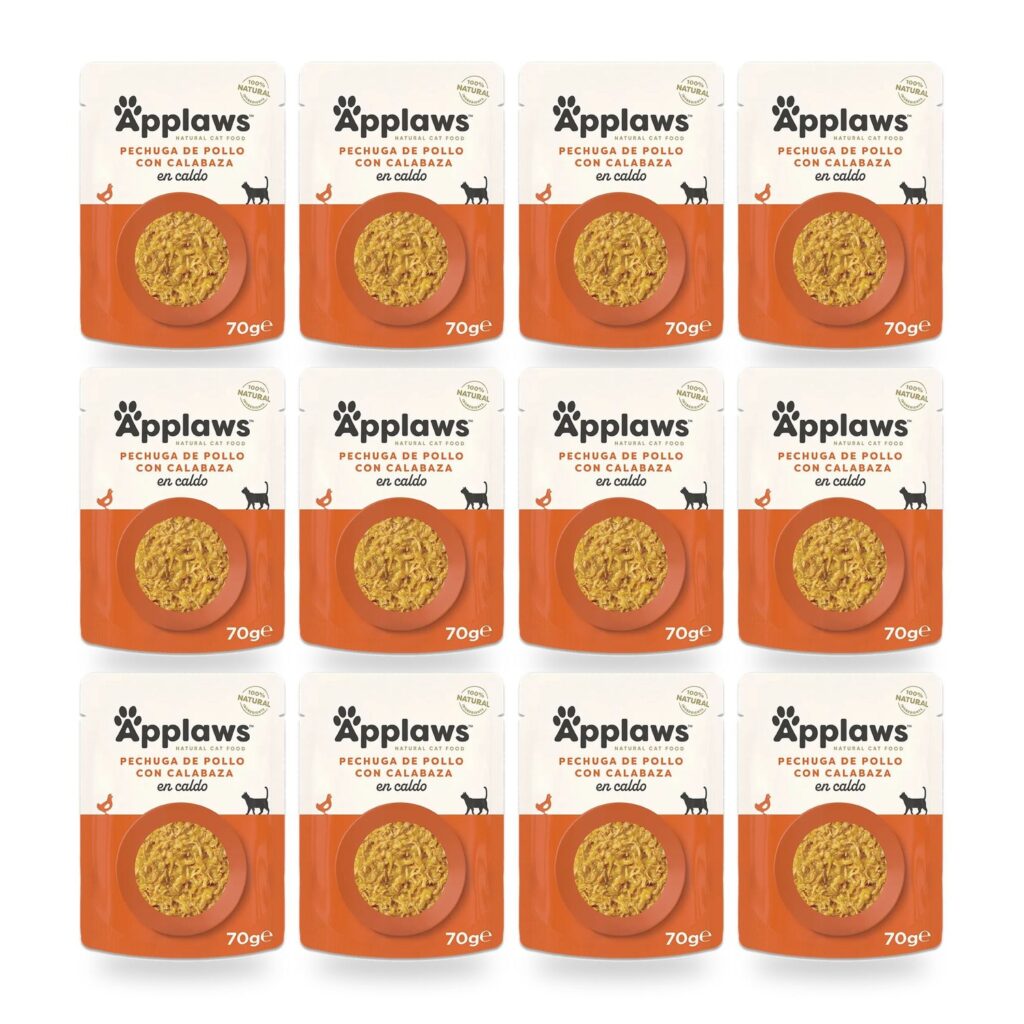 Applaws Sobres Pollo Con Calabaza En Caldo Para Gatos Pack 12×70 g