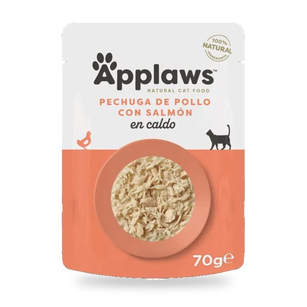 Applaws Sobres Pollo Con Salmón En Caldo Para Gatos Pack 12×70 g - unidad