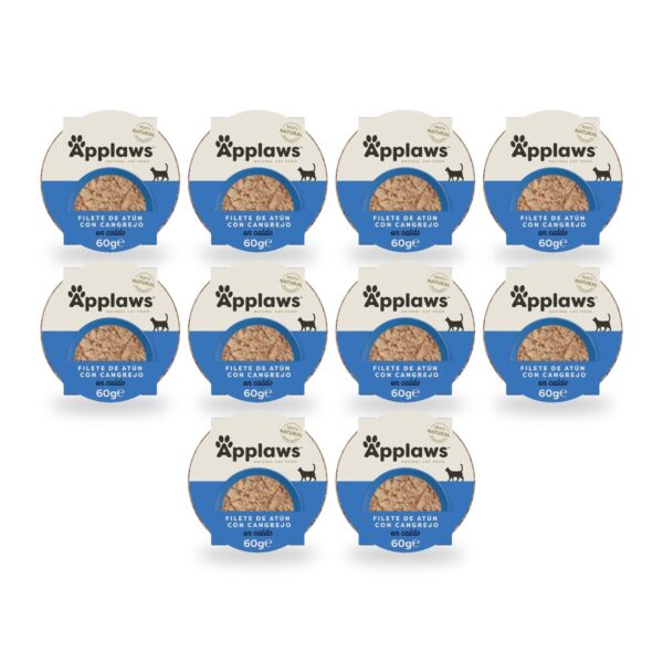 Applaws Tarrinas Atún Y Cangrejo En Caldo Para Gatos Pack 10×60 g