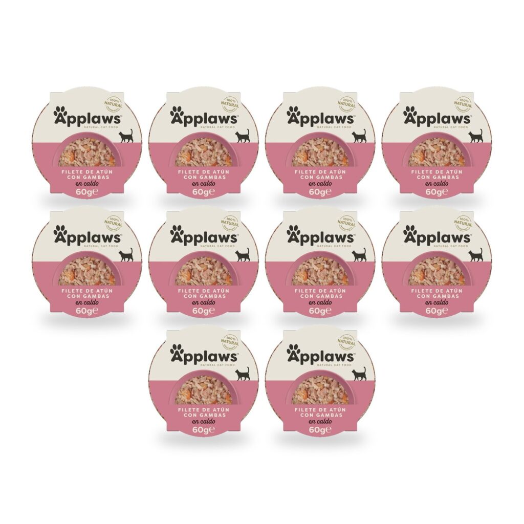 Applaws Tarrinas Atún Y Gambas En Caldo Para Gatos Pack 10×60 g