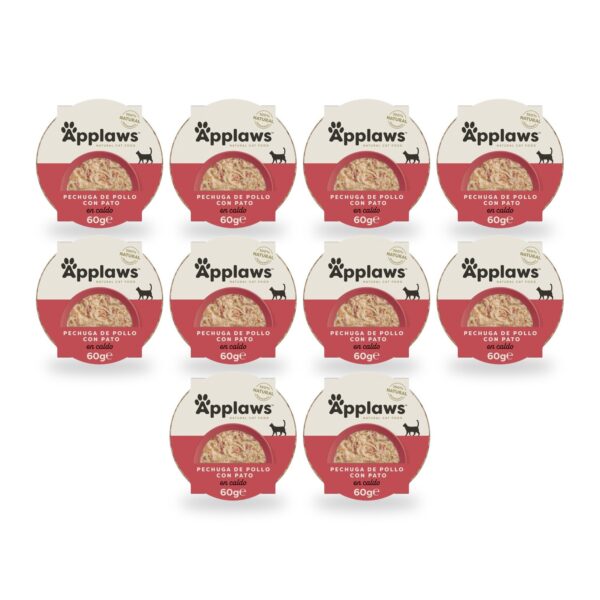 Applaws Tarrinas Pollo Y Pato En Caldo Para Gatos Pack 10×60 g