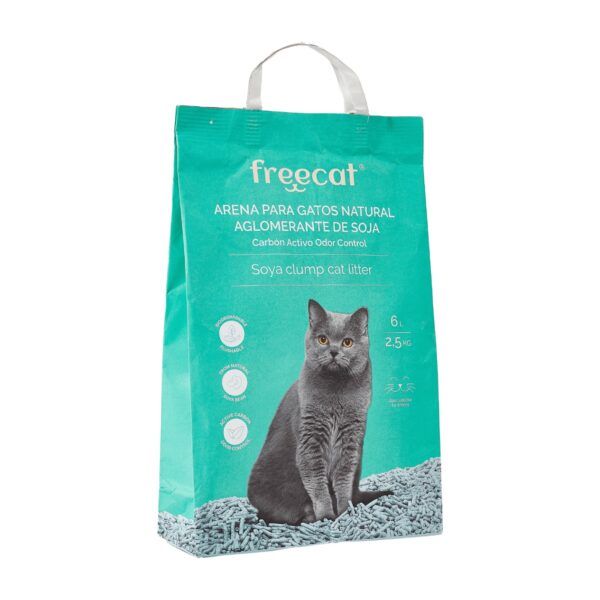 Arena aglomerante de soja con carbón activo Freedog para gatos