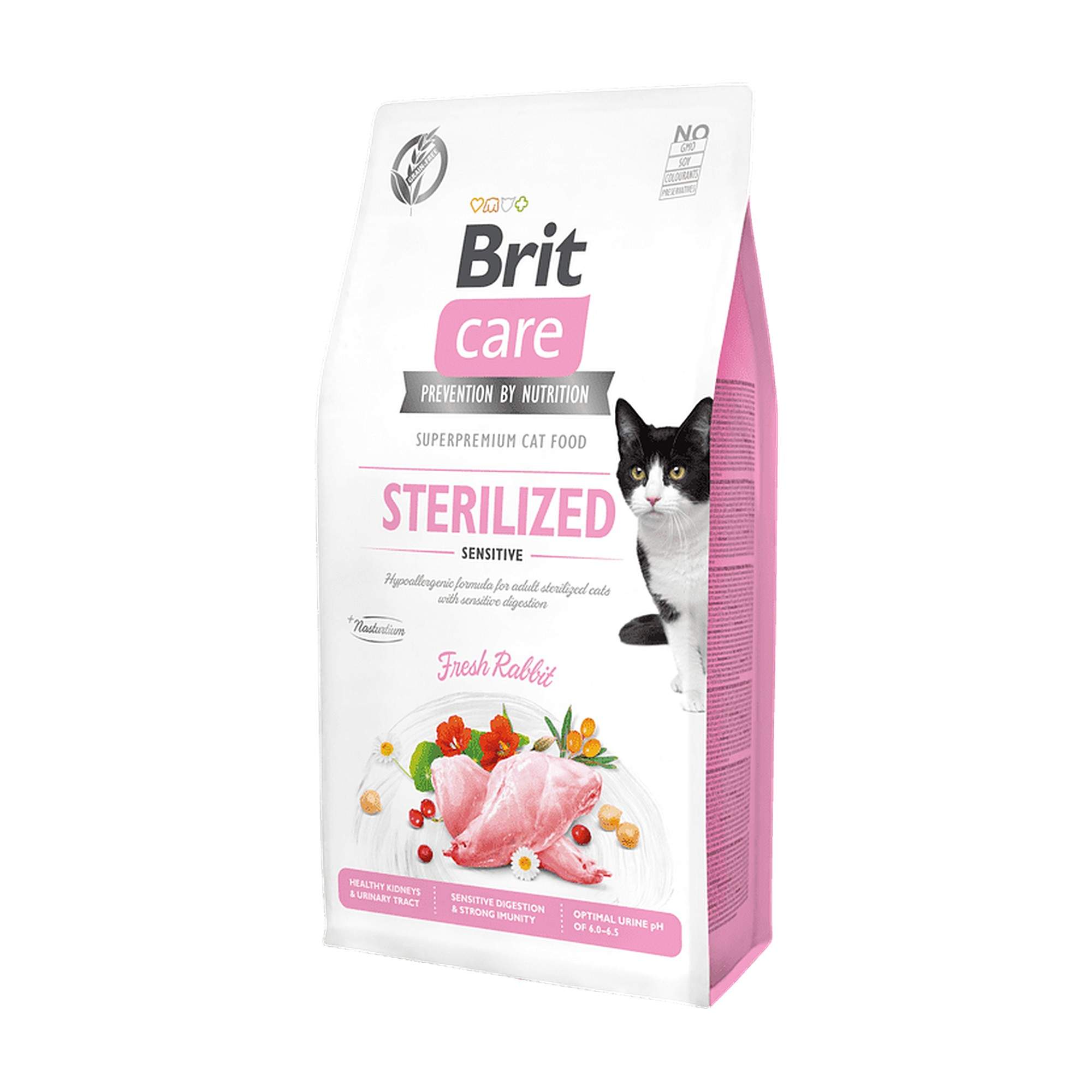 brit-care-gato-esterilizado-sensitive-sin-cereales-2-kg-1-producto Bolsa de Brit Care Grain-Free Sterilized Sensitive, pienso sin cereales con conejo fresco para gatos esterilizados