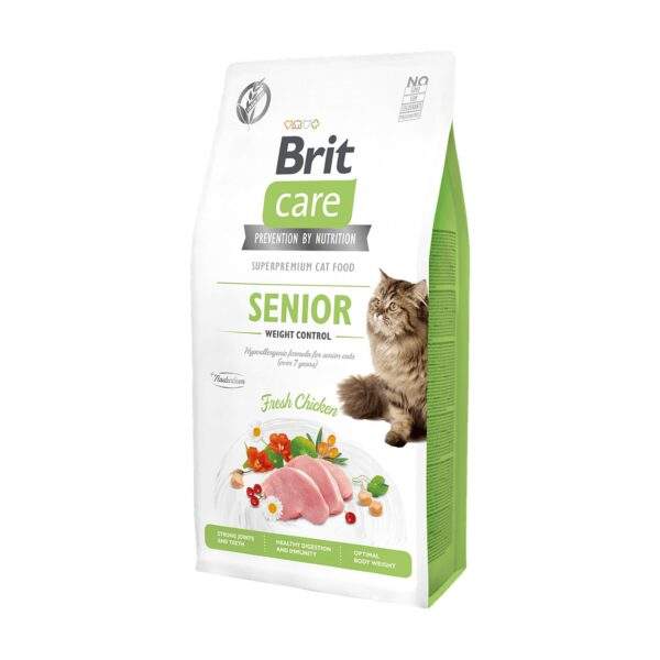 Bolsa de Brit Care Grain-Free Senior Weight Control, pienso sin cereales con pollo fresco para gatos senior