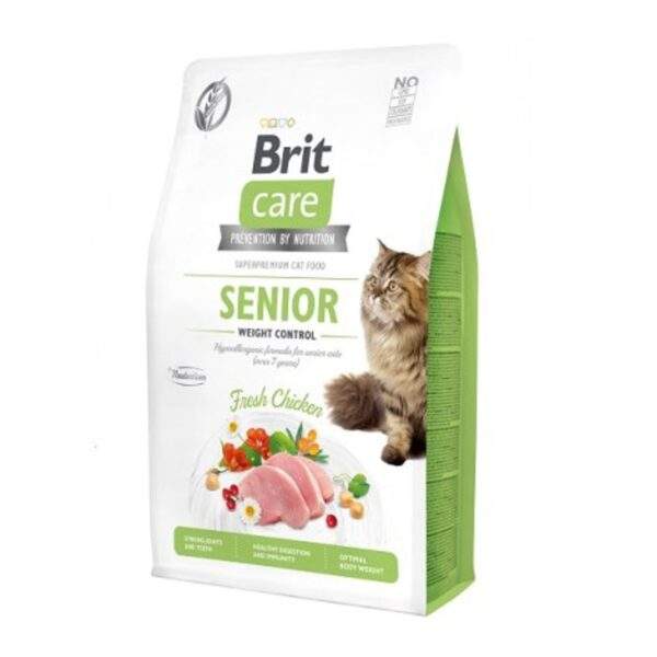 Tabla oficial de ración diaria del pienso Brit Care para gatos senior según el peso del gato