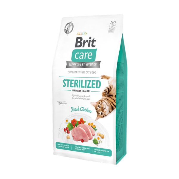 Bolsa de Brit Care Grain-Free Sterilized Urinary Health, pienso sin cereales con pollo fresco para gatos esterilizados