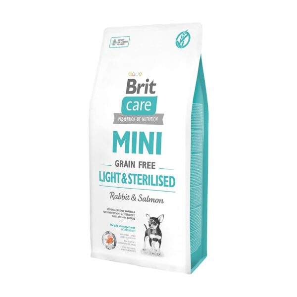 Saco de Brit Care Mini Grain-free Light & Sterilised con conejo y salmón para perros pequeños