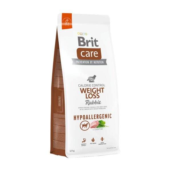 Saco de 12 kg de Brit Care Hypoallergenic Weight Loss con conejo y arroz para perros con sobrepeso