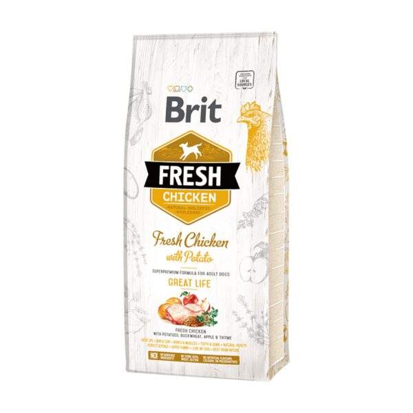Saco de Brit Fresh Chicken with Potato Adult Great Life con pollo fresco para perros adultos