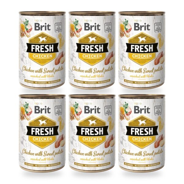 Brit Fresh Latas Pollo Con Batata 6×400 Gr (6 unidades)