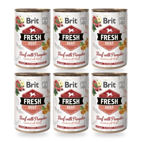 Brit Fresh Latas Ternera Y Calabaza 6×400 Gr (6 unidades)