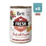 Pack de latas Brit Fresh de ternera con calabaza para perros, 400 g