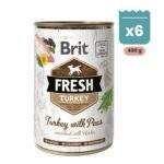Pack de latas Brit Fresh de pavo con guisantes para perros, 400 g