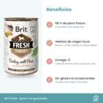 Beneficios de el pack de latas Brit Fresh de pavo con guisantes para perros