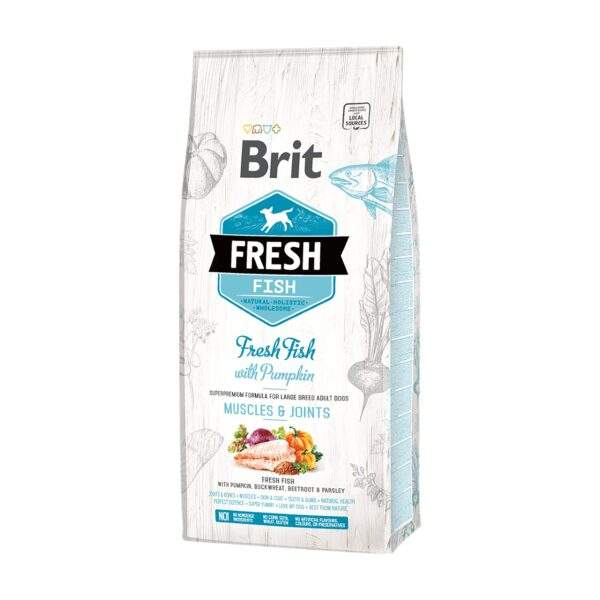 Saco de 12 kg de Brit Fresh Fish with Pumpkin Adult Large con pescado y calabaza para perros grandes