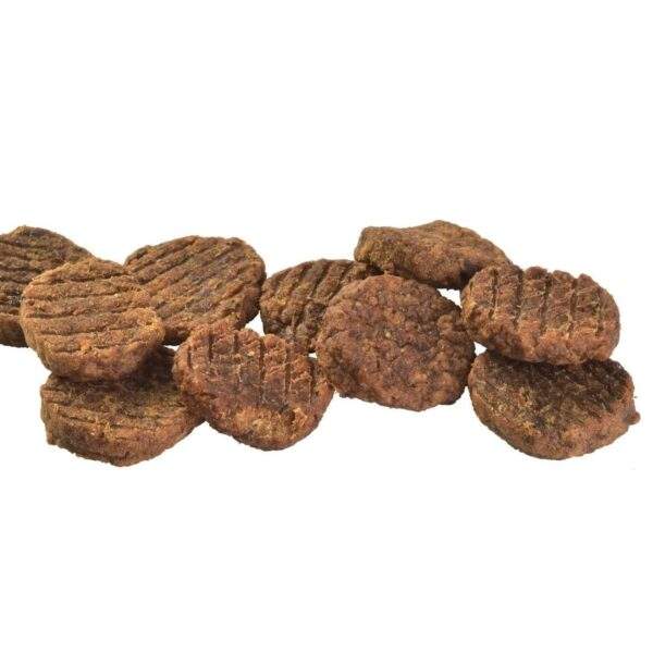 Ración diaria orientativa del snack Brit Jerky monedas de conejo según el peso del perro