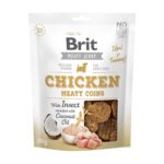 Beneficios del snack Brit Jerky de pollo con insectos: 81 % de pollo, aceite de coco y sin cereales