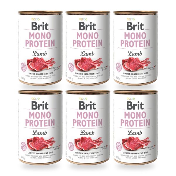 Brit Mono Protein Latas De Cordero Para Perros Pack Ahorro 6×400 Gr (6 unidades)