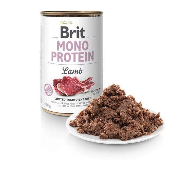 Guía de alimentación de las latas Brit Mono Protein de cordero por tamaño