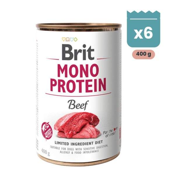 Pack de latas Brit Mono Protein de ternera para perros, 400 g