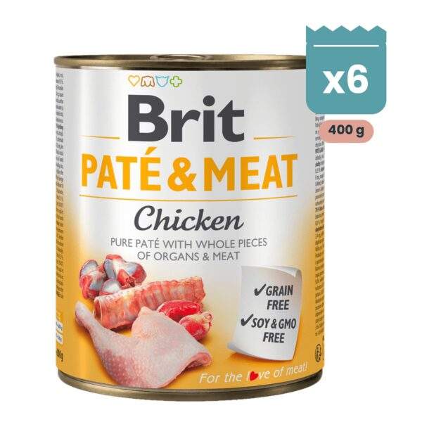 Pack de latas de paté Brit de pollo para perros, 400 g