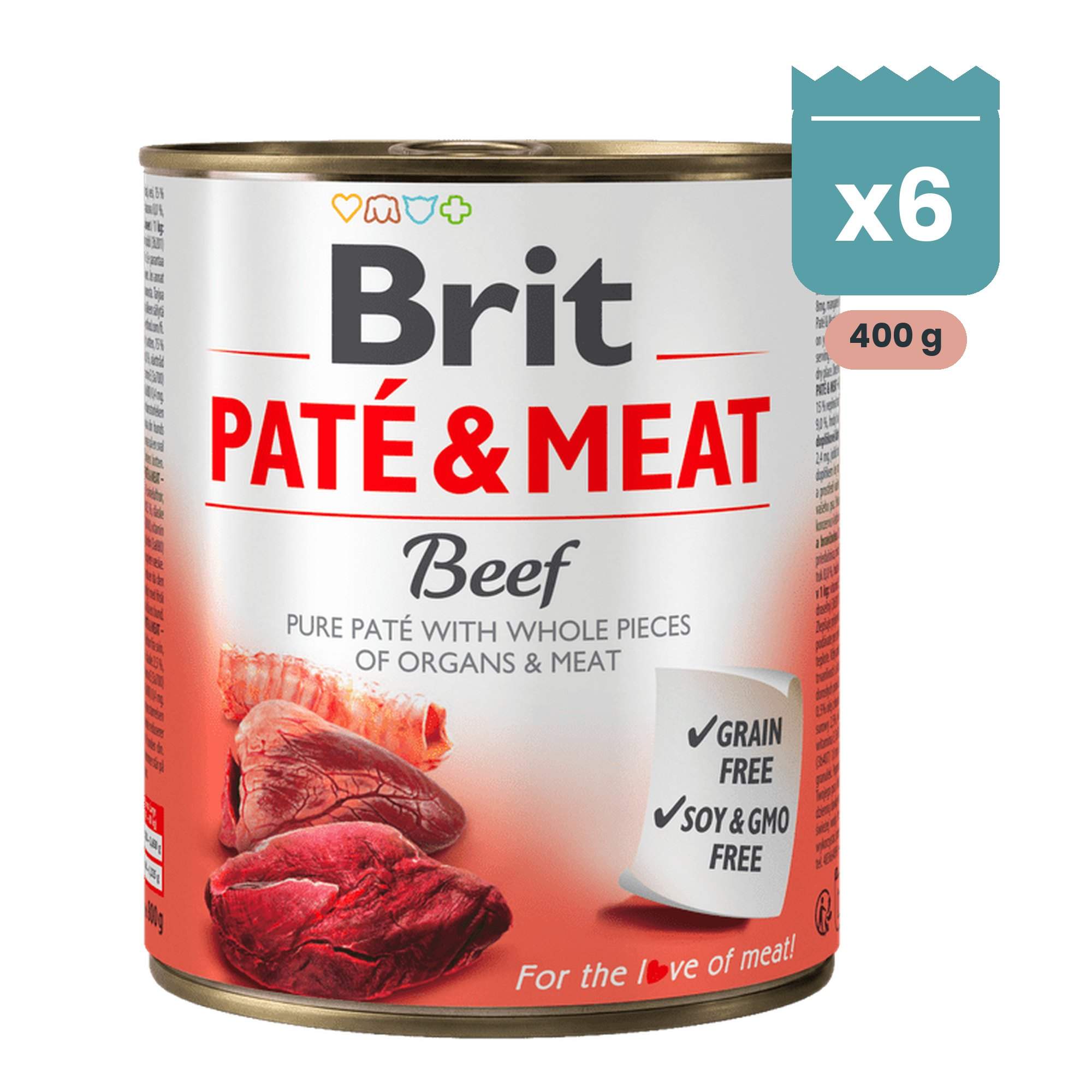 brit-pate-carne-de-ternera-para-perros-6x400-gr-1-producto Pack de latas de paté Brit de ternera para perros, 400 g