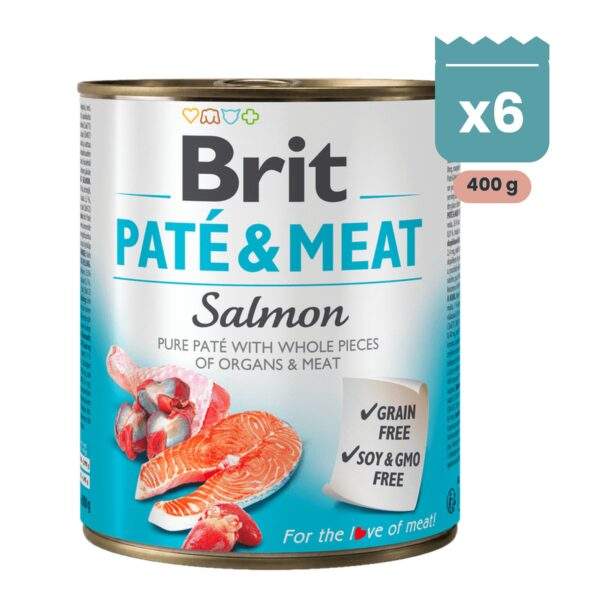 Pack de latas de paté Brit de salmón para perros, 400 g