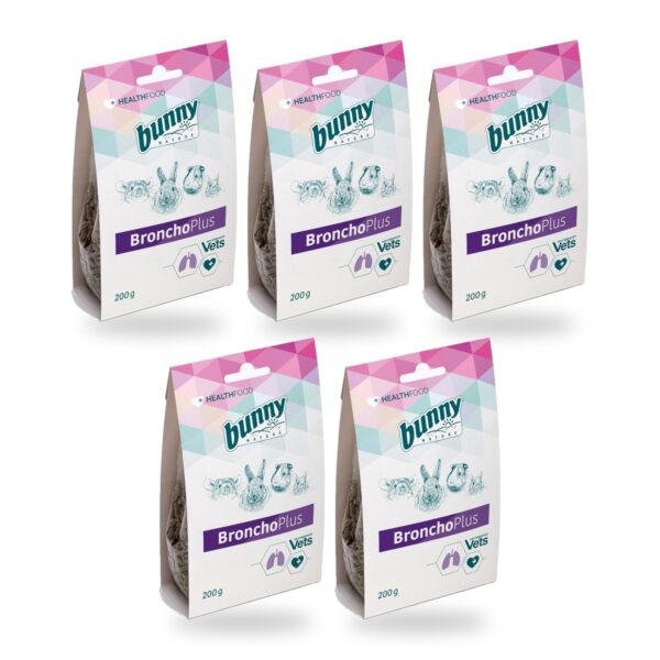 Bunny Nature Health BronchoPlus Complemento Respiratorio para Conejos y Roedores Pack 5×200 g (5 unidades)