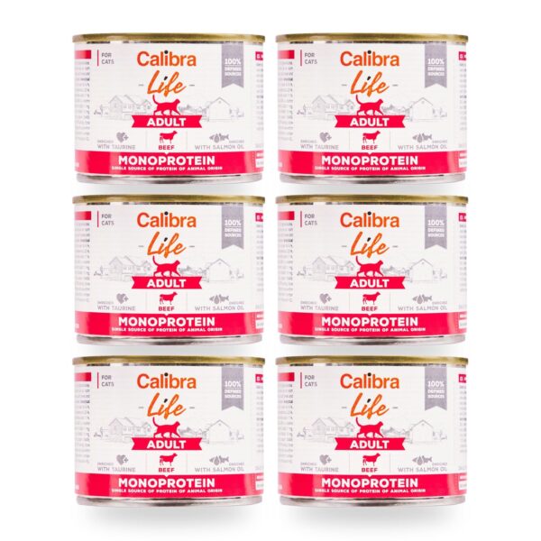 Calibra Cat Life Adult Ternera para Gatos en Lata Pack 6×200 g