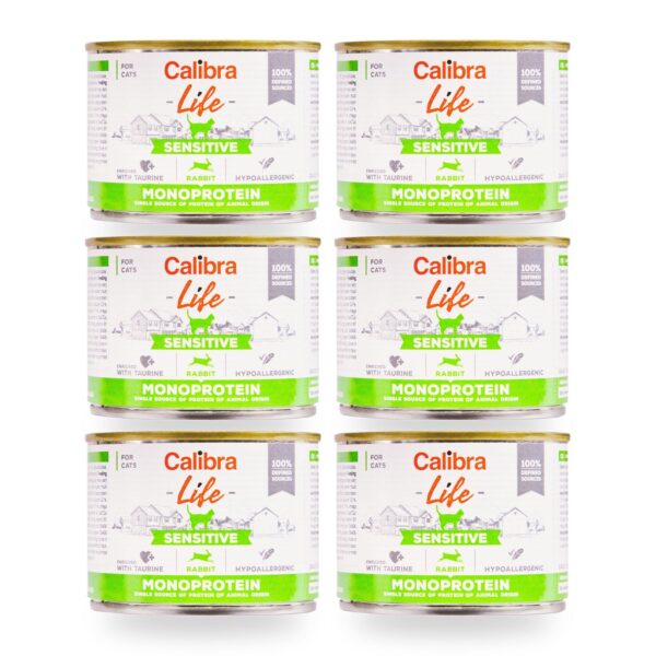 Calibra Cat Life Sensitive Conejo para Gatos en Lata Pack 6×200 g