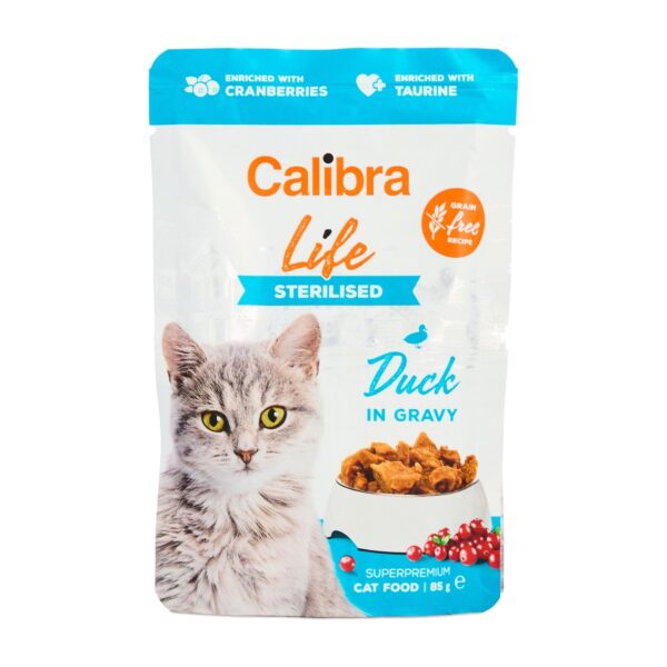Calibra Cat Life Sterilised Pato en Salsa para Gatos Esterilizados Pack 28×85 g