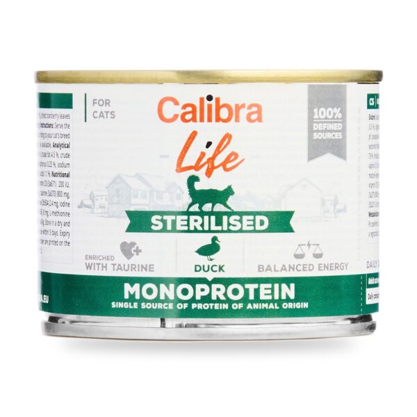 Calibra Cat Life Sterilised Pato para Gatos en Lata Pack 6×200 g - unidad