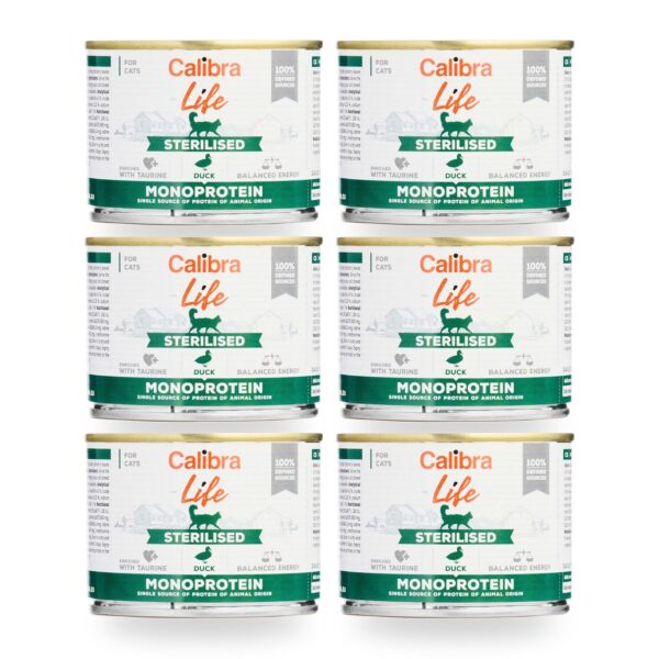 Calibra Cat Life Sterilised Pato para Gatos en Lata Pack 6×200 g