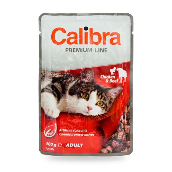 Calibra Cat Premium Adult Pollo y Ternera en Salsa para Gatos Pack 24×100 g - unidad