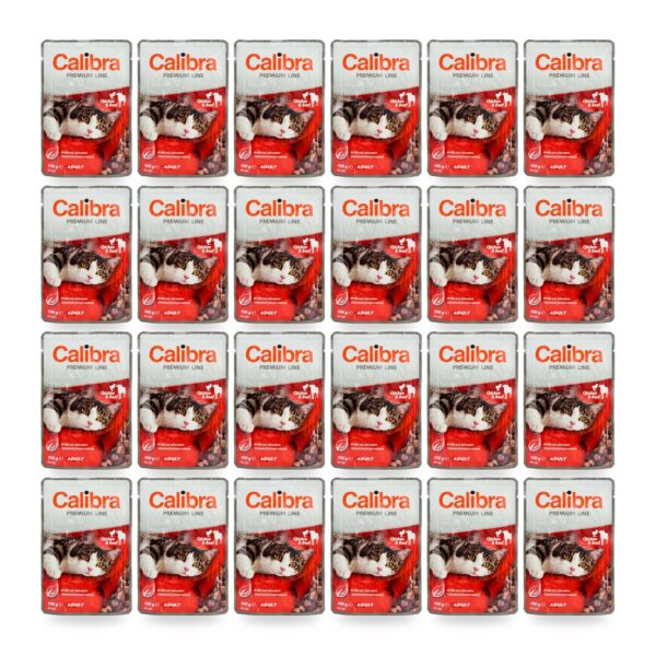 Calibra Cat Premium Adult Pollo y Ternera en Salsa para Gatos Pack 24×100 g