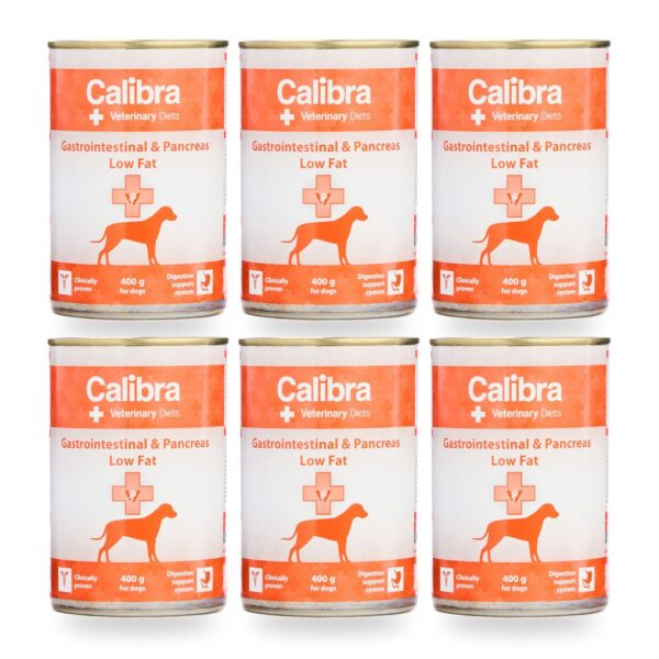Calibra Dieta Veterinaria Gastrointestinal Low Fat para Perros en Lata Pack 6×400 g
