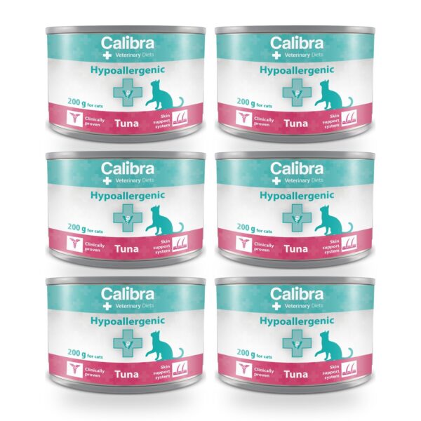 Calibra Dieta Veterinaria Hypoallergenic Atún para Gatos en Lata Pack 6×200 g