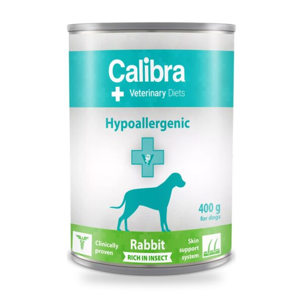 Calibra Dieta Veterinaria Hypoallergenic Conejo e Insectos para Perros en Lata Pack 6×400 g - unidad