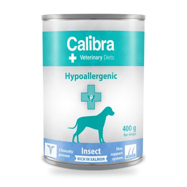 Calibra Dieta Veterinaria Hypoallergenic Insectos y Salmón para Perros en Lata Pack 6×400 g - unidad