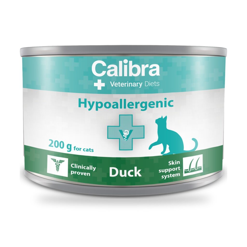 Calibra Dieta Veterinaria Hypoallergenic Pato para Gatos en Lata Pack 6×200 g - unidad