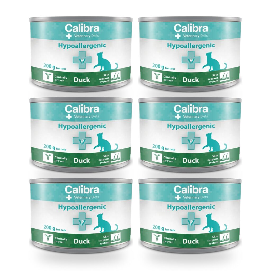 Calibra Dieta Veterinaria Hypoallergenic Pato para Gatos en Lata Pack 6×200 g