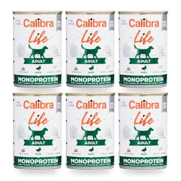 Calibra Dog Life Adult Pato y Arroz para Perros en Lata Pack 6×400 g