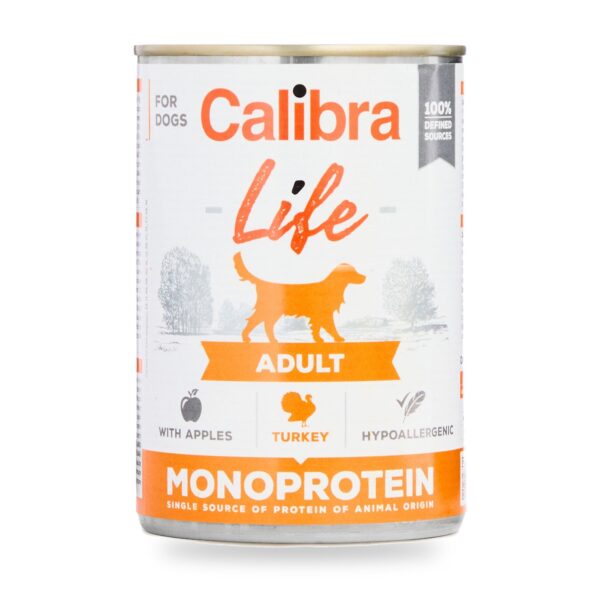 Calibra Dog Life Adult Pavo con Manzana para Perros en Lata Pack 6×400 g - unidad