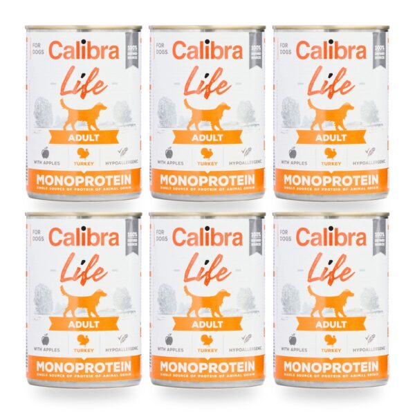 Calibra Dog Life Adult Pavo con Manzana para Perros en Lata Pack 6×400 g