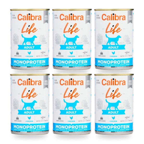 Calibra Dog Life Adult Pollo y Arroz para Perros en Lata Pack 6×400 g