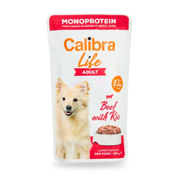 Calibra Dog Life Adult Ternera Comida Húmeda para Perros en Sobre Pack 10×150 g - unidad