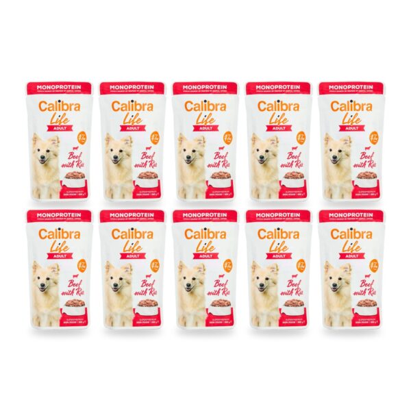Calibra Dog Life Adult Ternera Comida Húmeda para Perros en Sobre Pack 10×150 g